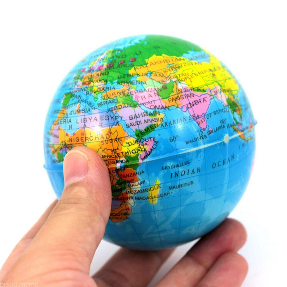 World Map Earth Globe Soft Squeeze Foam Ball Hand Wrist Exercise Stress Re.l8