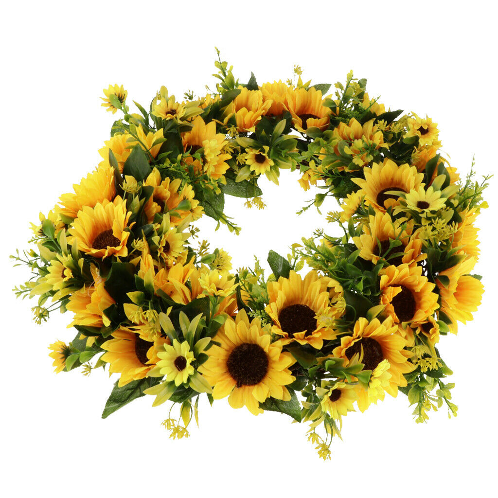 Sunflower Crown Flower Wreath Christmas Party Decoration Decor Door 40cm
