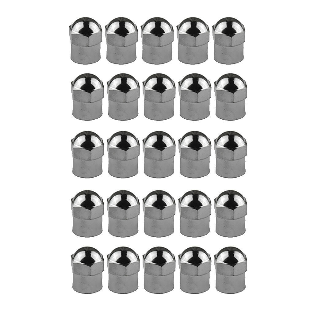 25PCS Universal Car/Truck Tire/Wheel Bike Stem Air Valve Cap Cover Chrome