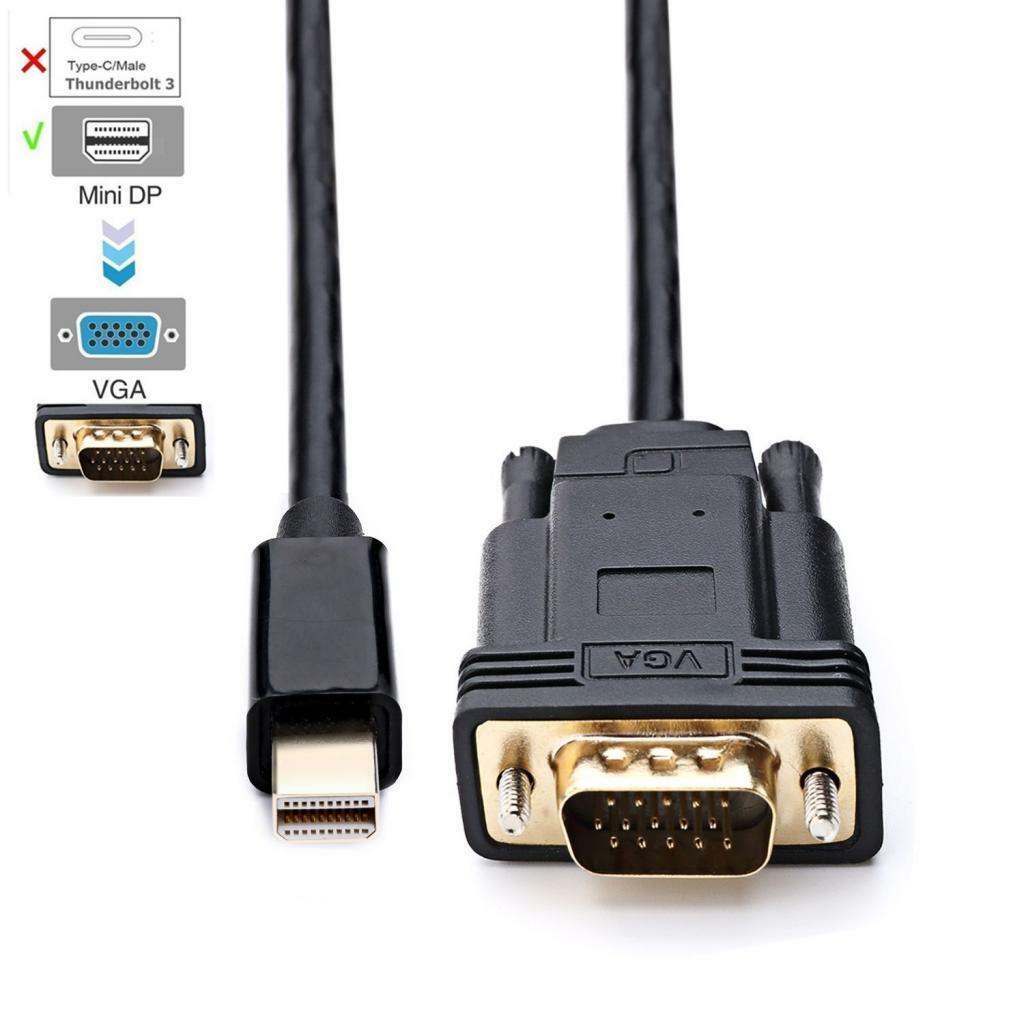 1.8meter Mini DisplayPort DP to VGA Cable Low-profile for MacBook Pro 13/15"