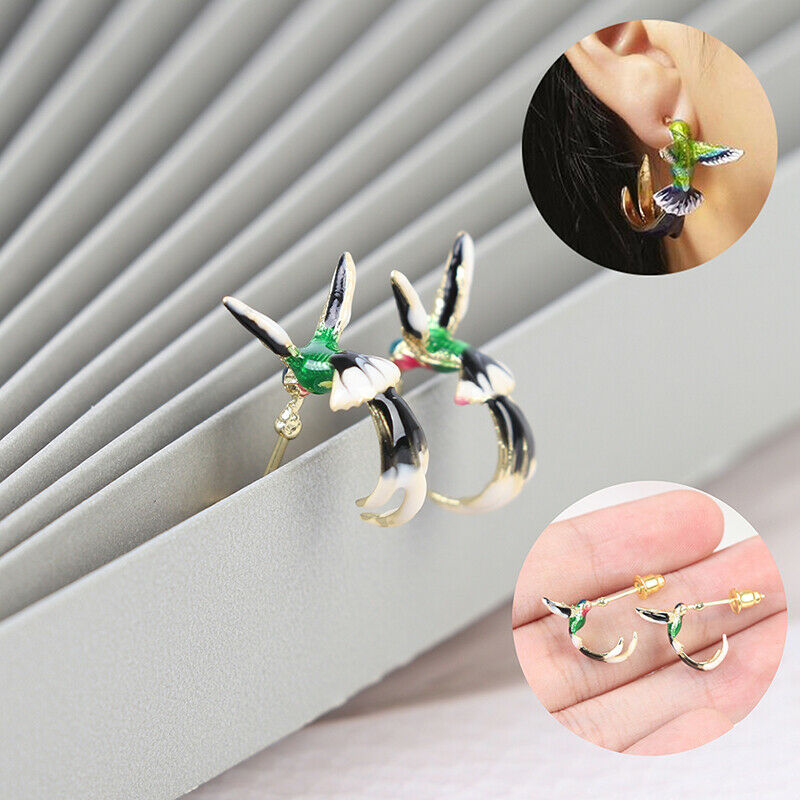 New creative European and American ladies cute hummingbird shape drip ear.l8