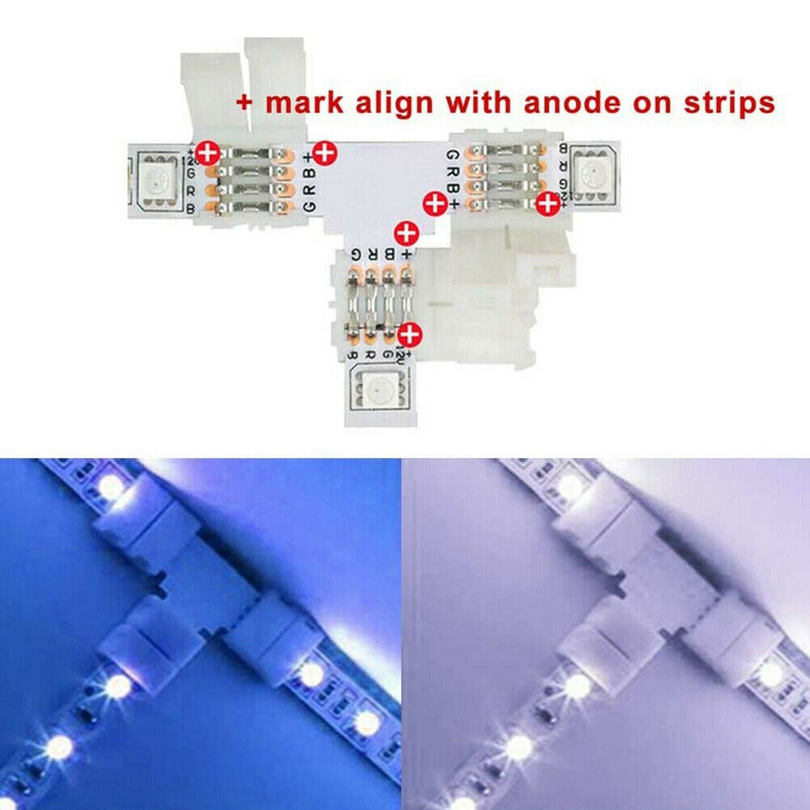95x LED Light Strip Connector 5050 LED Strip Connectors Splitter Cable Clips