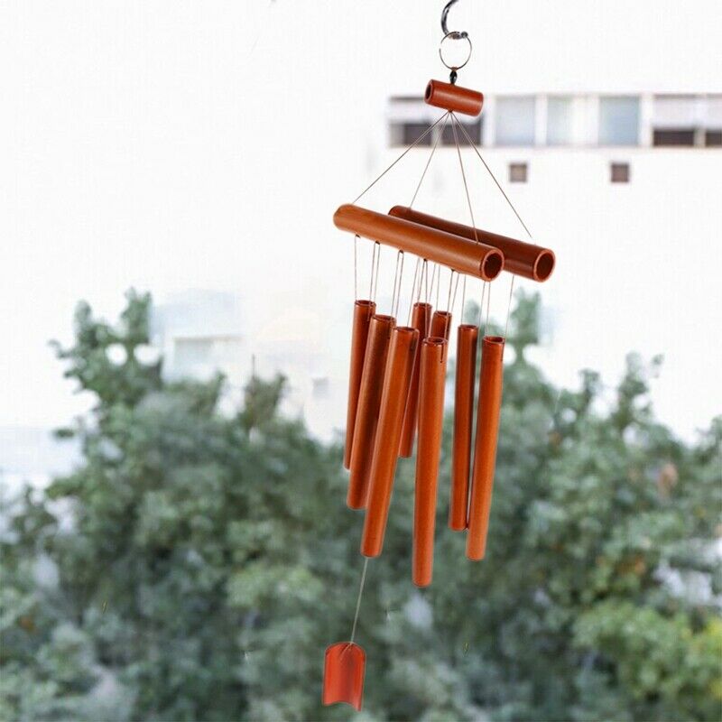 Hand-Crafted Bamboo Tubes Wind Chimes Hollow Tuned Music Natural Bamboo Wind CW3
