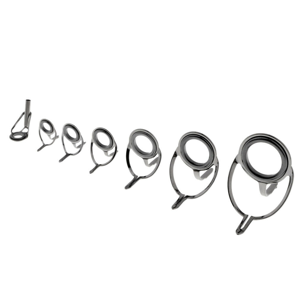 7pcs Ceramic Ring Fishing Rod Guides Line Repair Tip Tops Rings Multi-sizes
