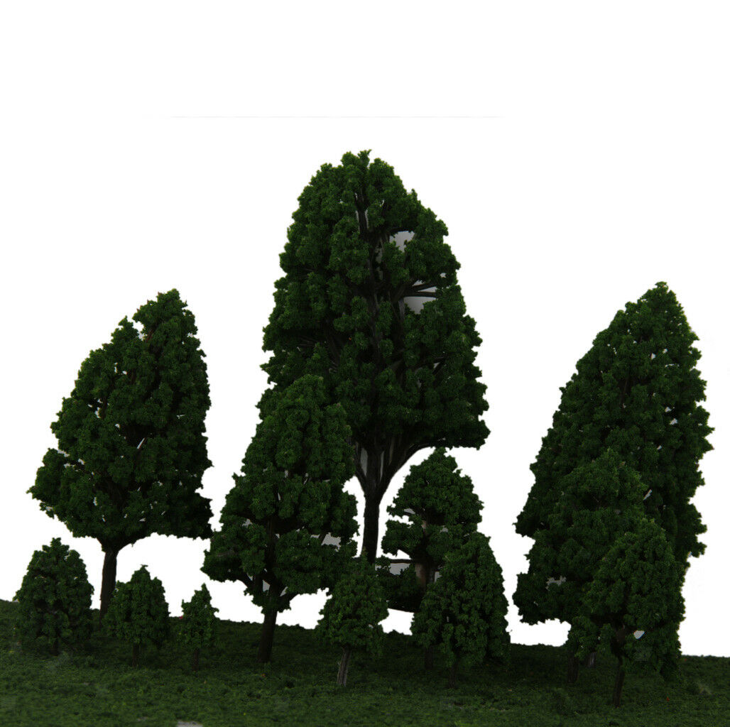 24x Light/Dark Green Poplar Trees 2.5-16cm Train Rainway Layout Park Scene
