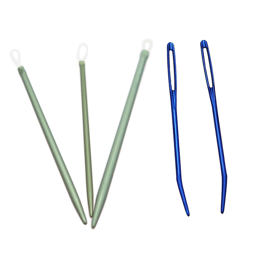3pcs Aluminium Alloy Wool Needles +2pcs Large-eye Bent Tip Tapestry Needles