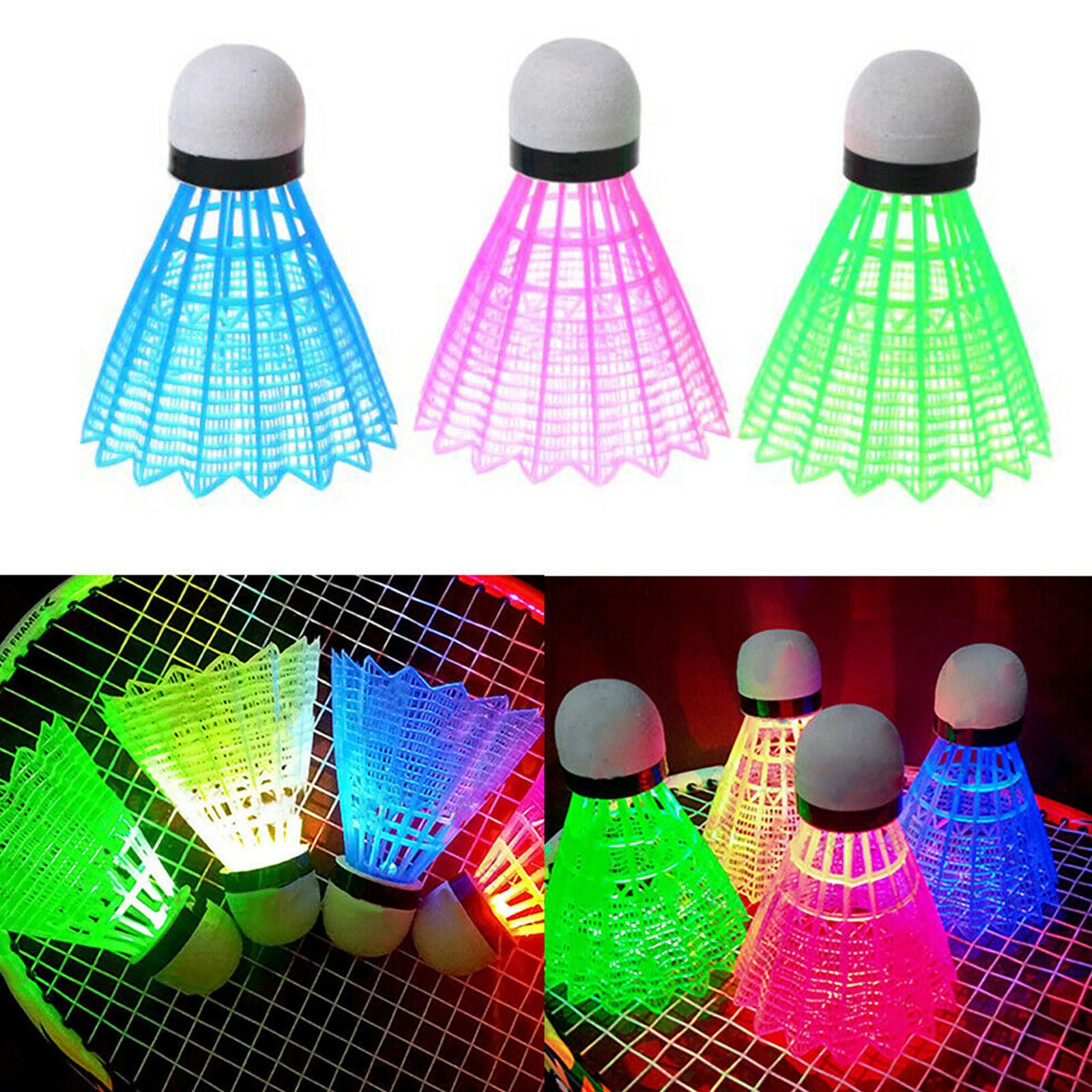 4Pcs Creative LED Light Badminton Balls Plastic Outdoor Sports Shuttlecock