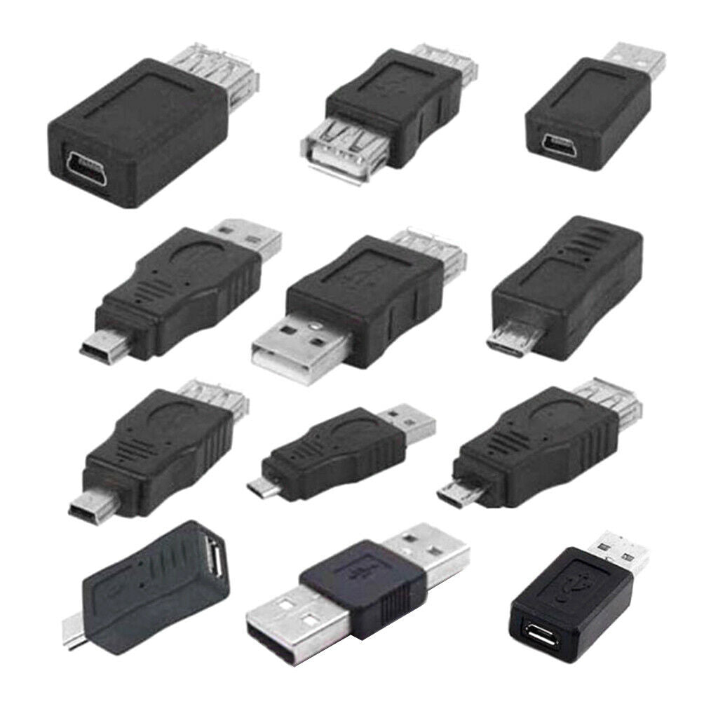 12pcs / Lot 12 in 1 OTG Adapter Converter Kit USB 2.0 Male to Female Micro Mini