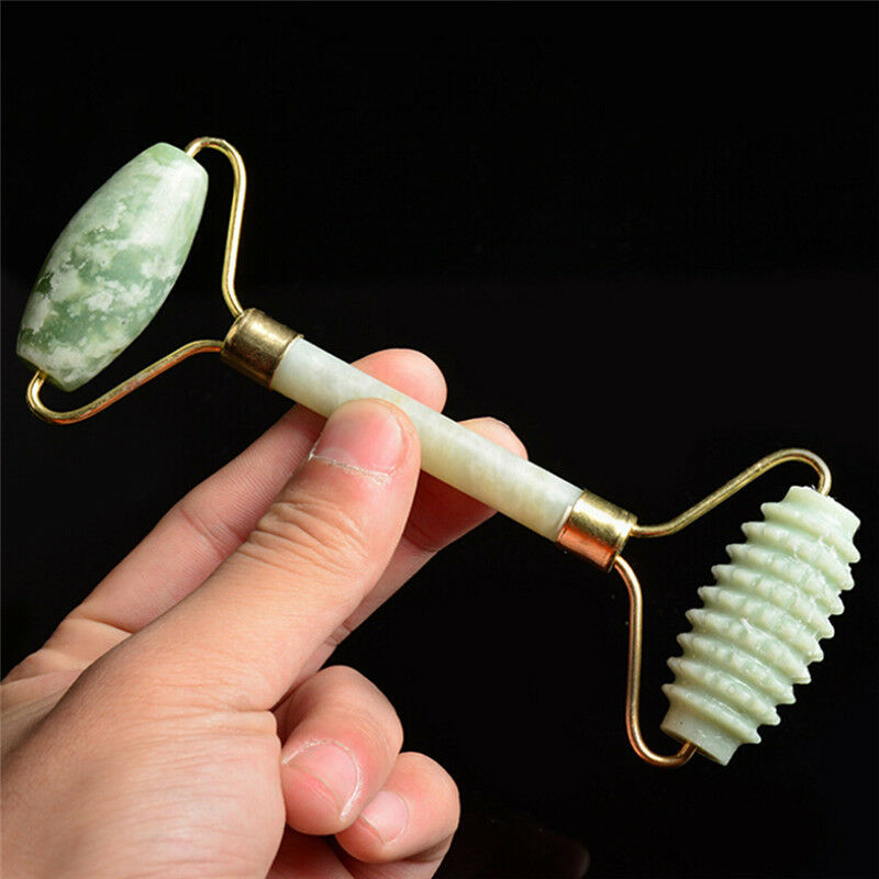 Natural Jade Stone Face Massager Roller Spa Head Neck Facial Beauty Tool .l8