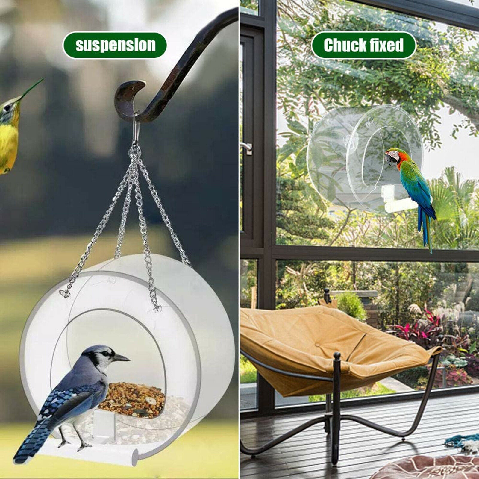 Clear Bird Feeder Kit Hanging Birdhouse for Small Medium Large Bird