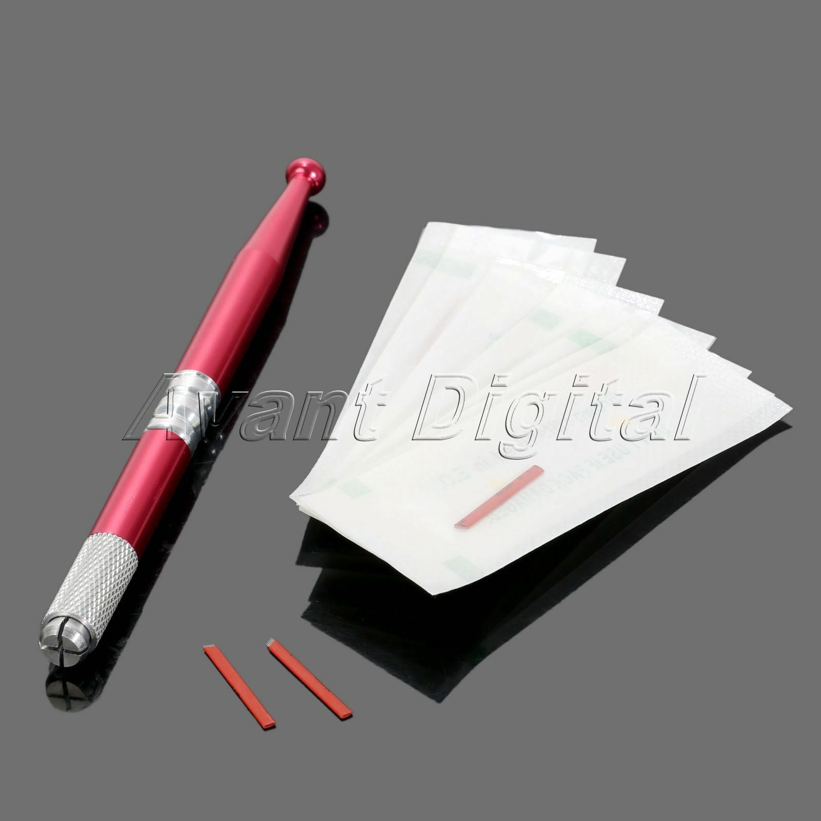Professional permanent makeup Manual Tattoo Pen +12pcs Needle Blade for Eyebrow
