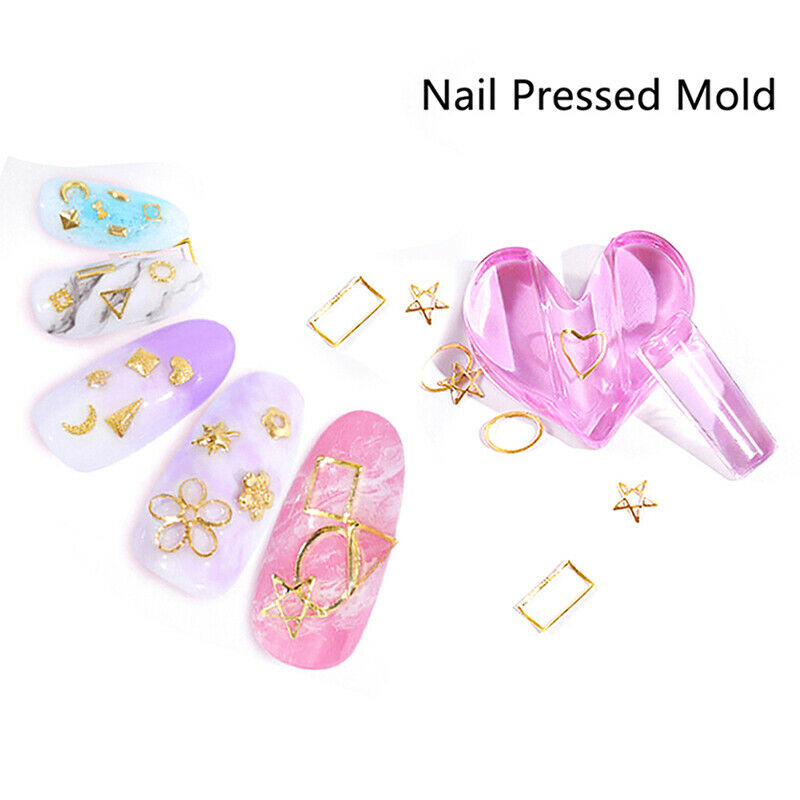 Nail Art Embossed Mold Metal Hollow Slice Studs Frame Bend Curve Tools Decor Ad