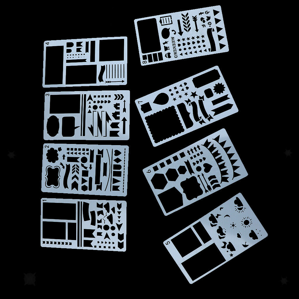 12x Plastic Journal Stencils Drawing Template Ruler for Bullet Journal Diary