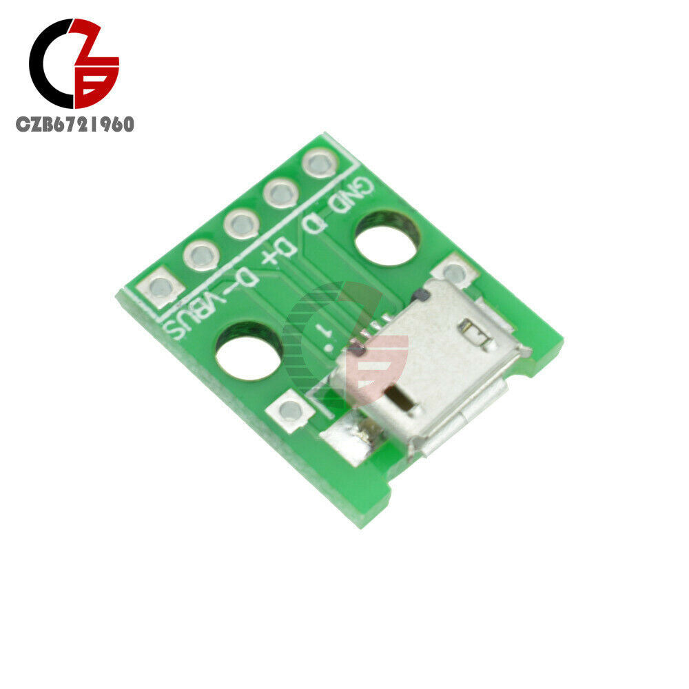 2pcs MICRO Female USB to DIP Adapter Converter for 2.54mm PCB Board DIY Power