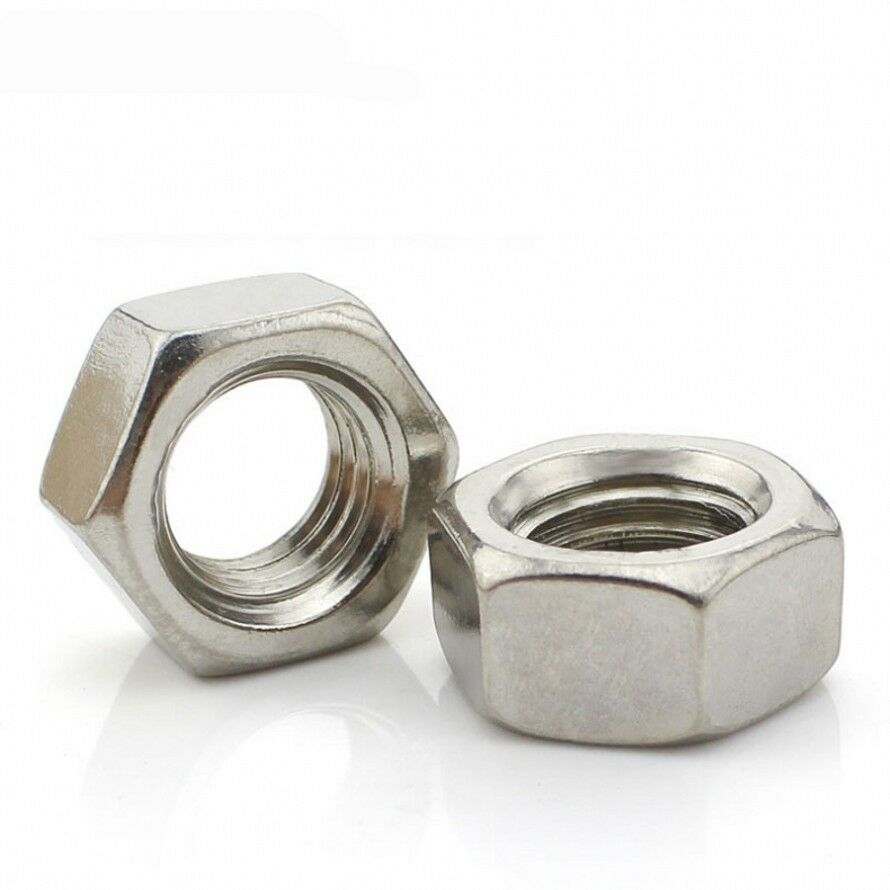 Qty 1 - M12 x 1.75mm Pitch Stainless Steel Left Hand Thread Hexagon Full Nuts