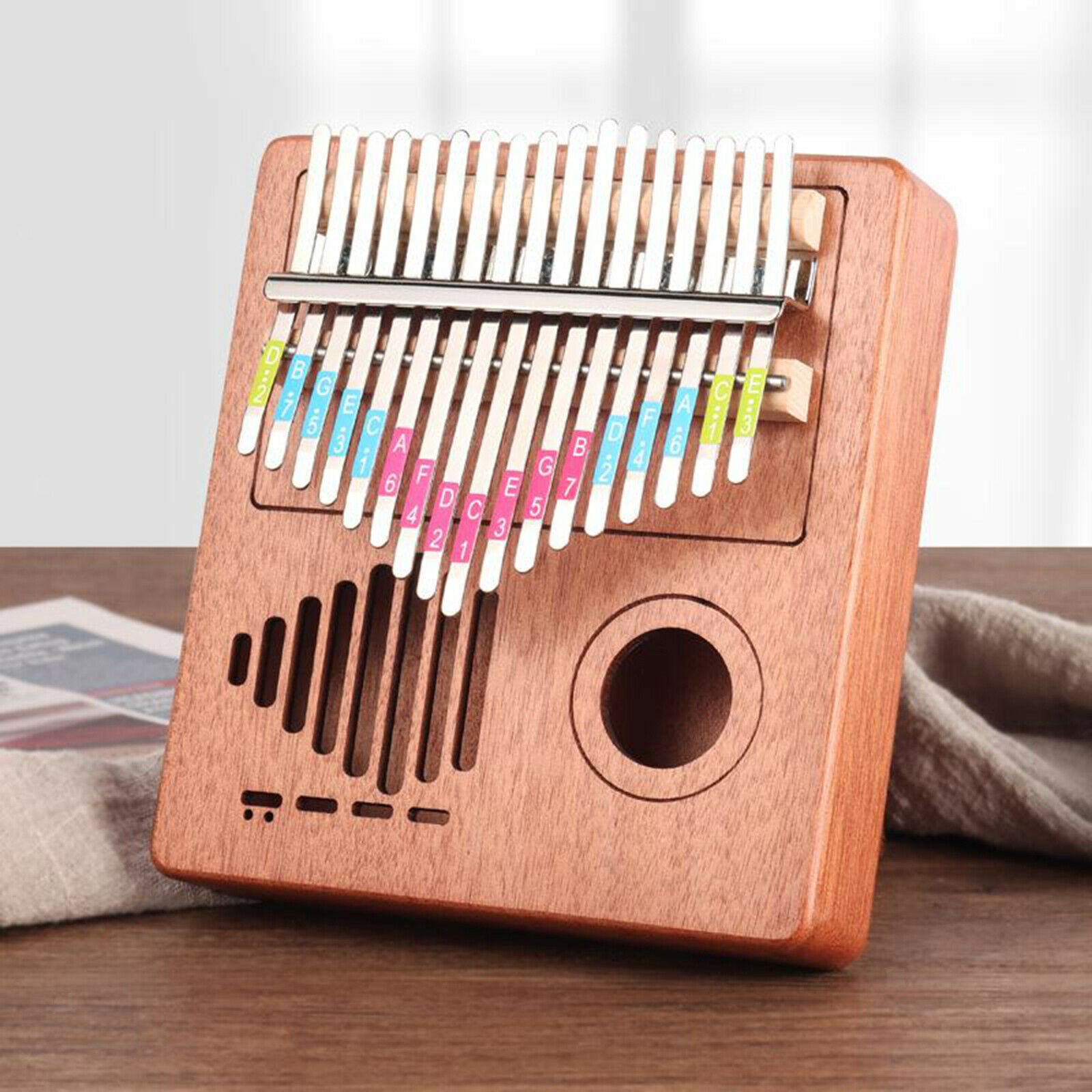 Kalimba 17 Key Thumb Piano Mbira Gift with Velvet Bag Stickers Accessories