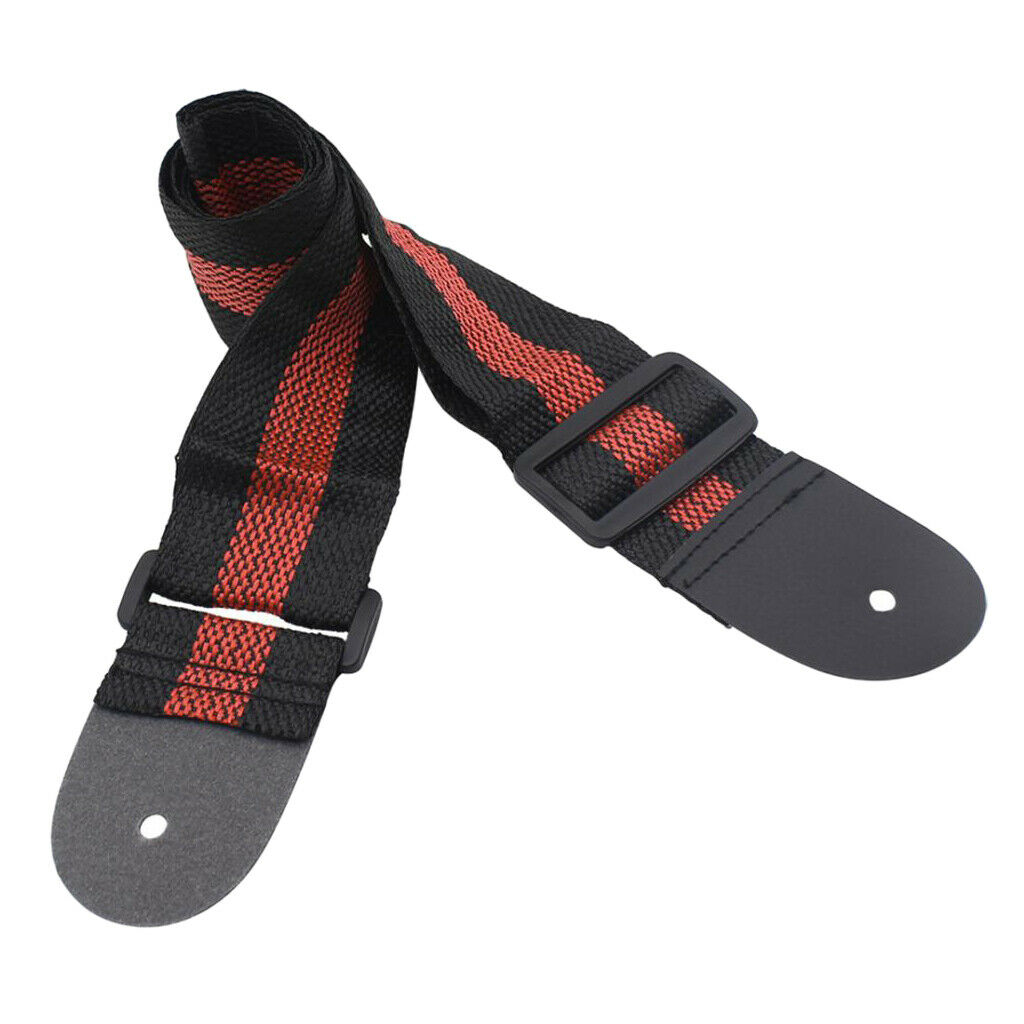 2 Pieces Durable Straps with Red And Blue Leather Belts to Hold The Guitar