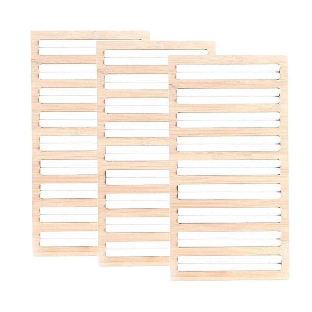 3pcs Bamboo Wooden Jewelry Display Plate Ring Earring Storage Stand for Shop