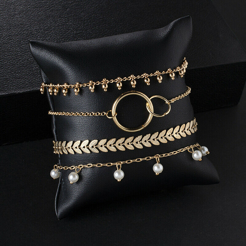 4pcs Women Geometric circle bracelet set For Ladies Bead Bangle Jewelry G.l8