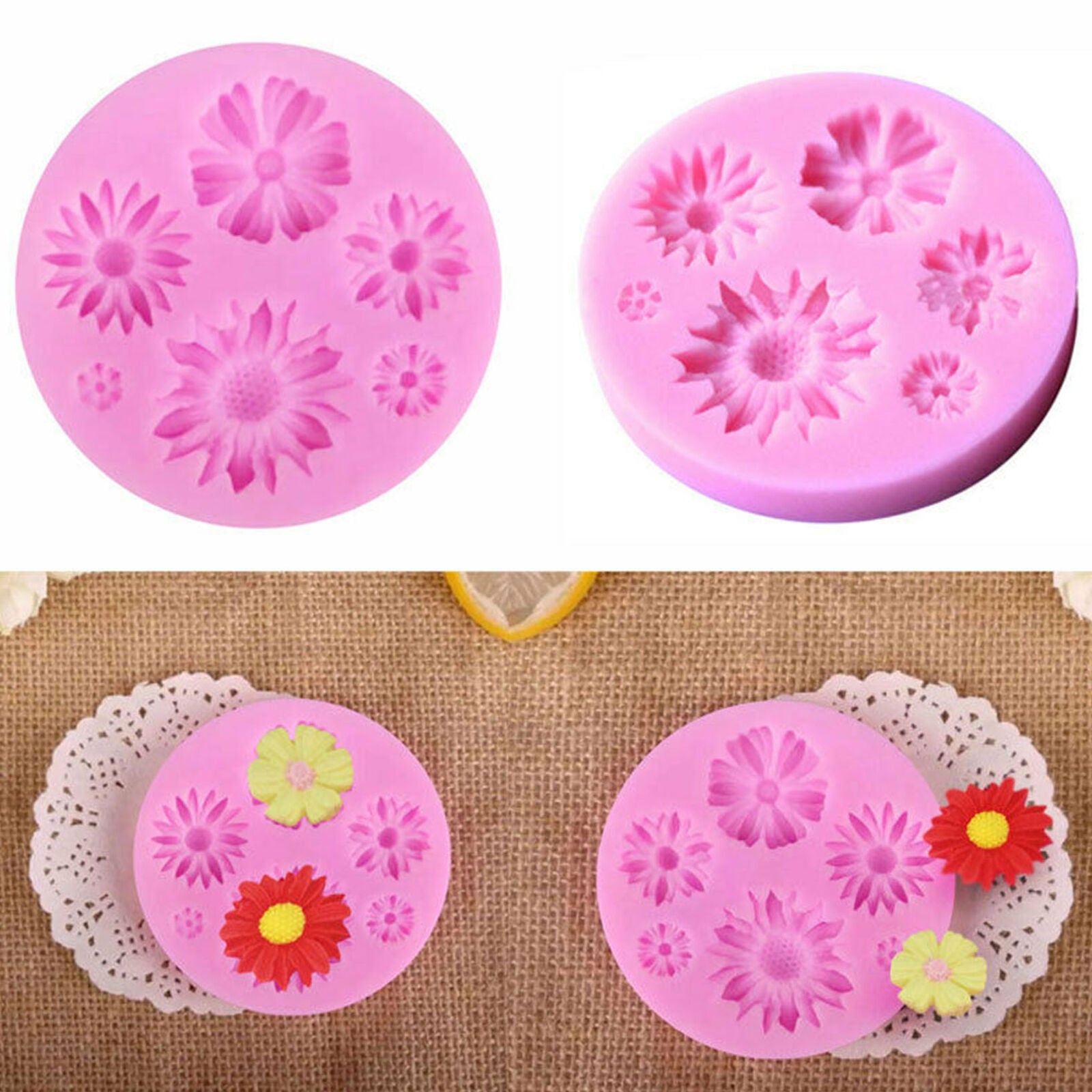 Mini Daisy Flower Shape Fondant Mold Silicone Pastry Cake Decor Mould Bake Tool
