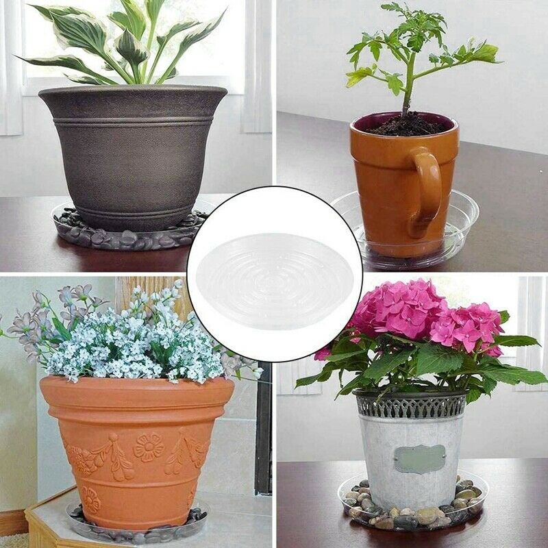 18 Pack Clear Plant Saucers Plastic Drip Trays Flower Plant Pot Saucers for Q9L5