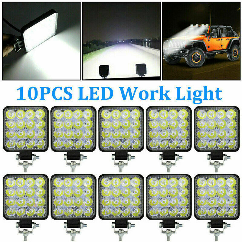 10Pack 16LED Work Light Flood Beam Bar For Car SUV ATV Off-Road Driving Fog Lamp
