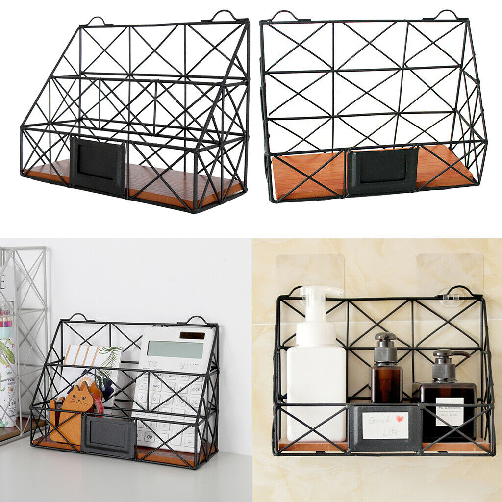 Desktop Storage Shelves Racks Wall Hanging Book Magazine Holder Double