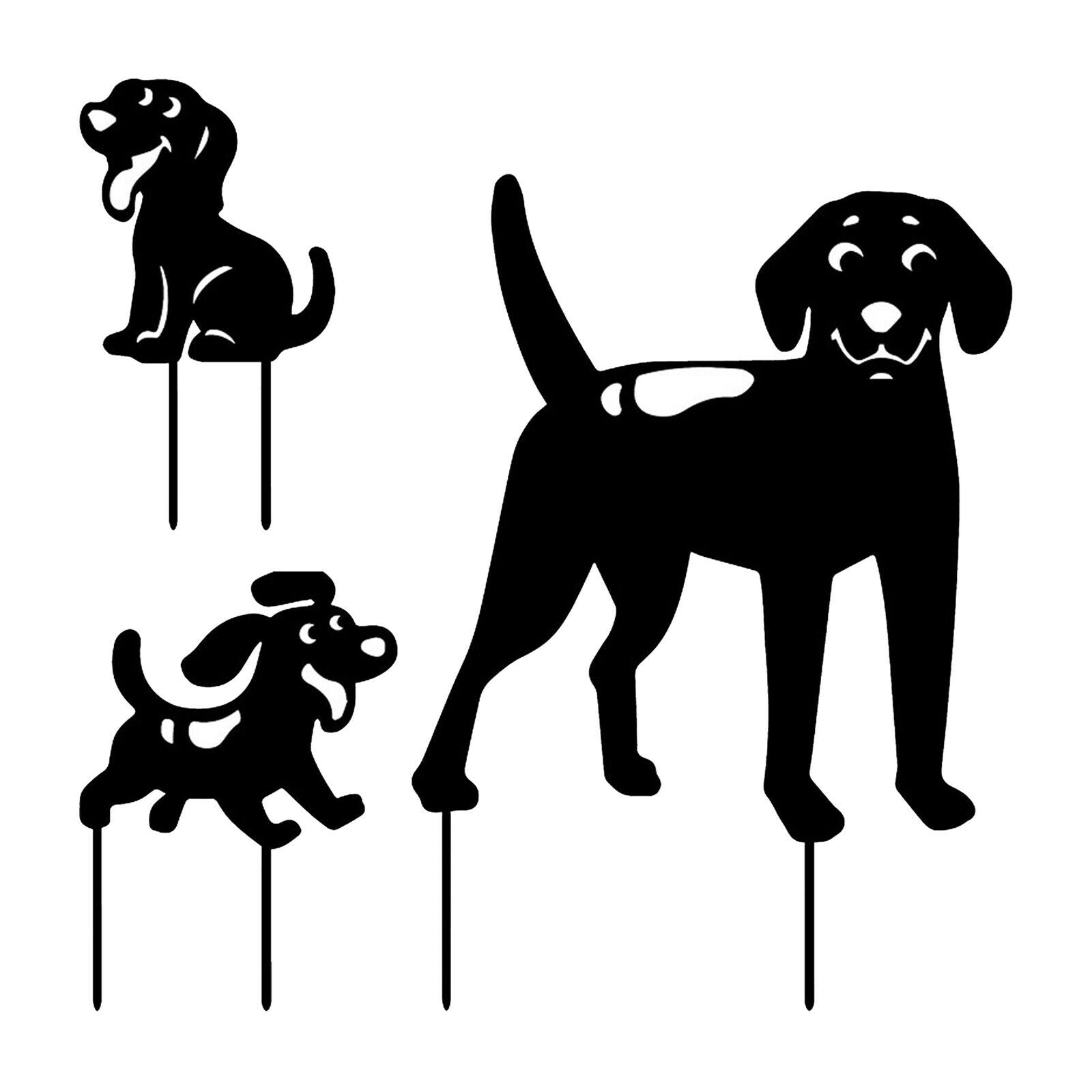 3PCS Acrylic Decorative Dog Silhouette Stakes for Lawn Ornamental Gardening