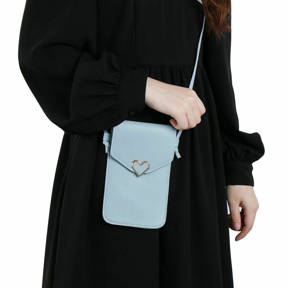 Bag PU Women Transparent Heart-shaped Decor Mobile Phone Bag Touch-Screen