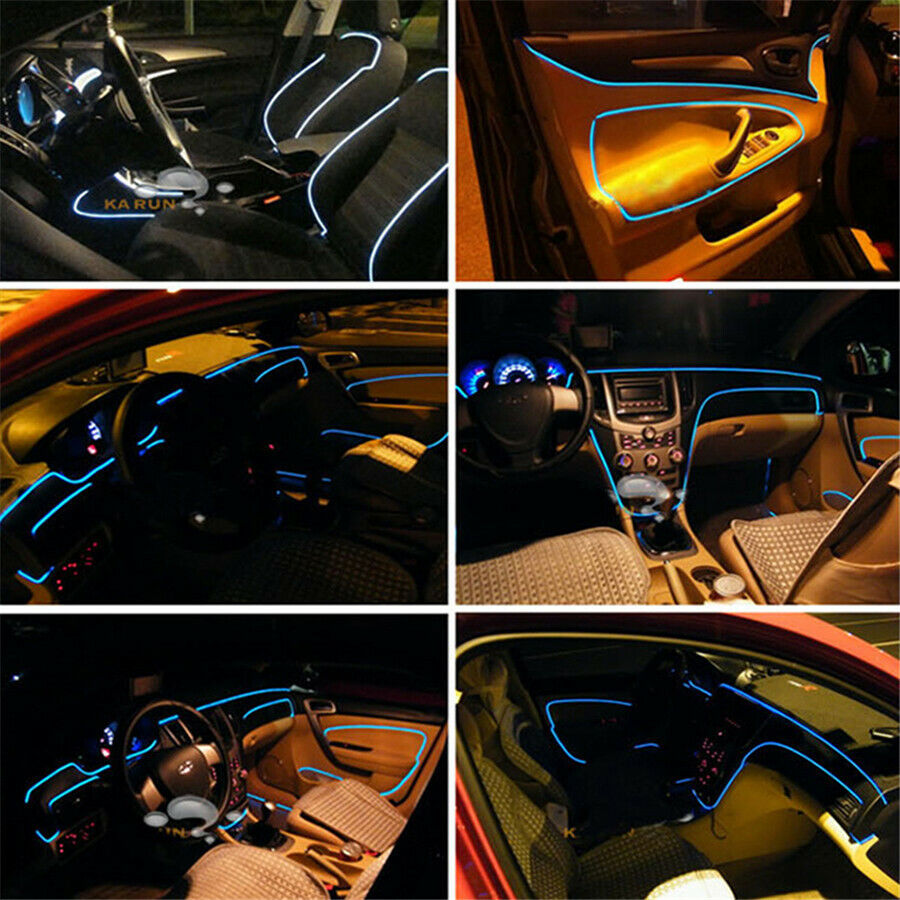 1 Set Car LED EL Strip Light Interior Kit 10 Pcs 10M Fiber Optic Tape Length