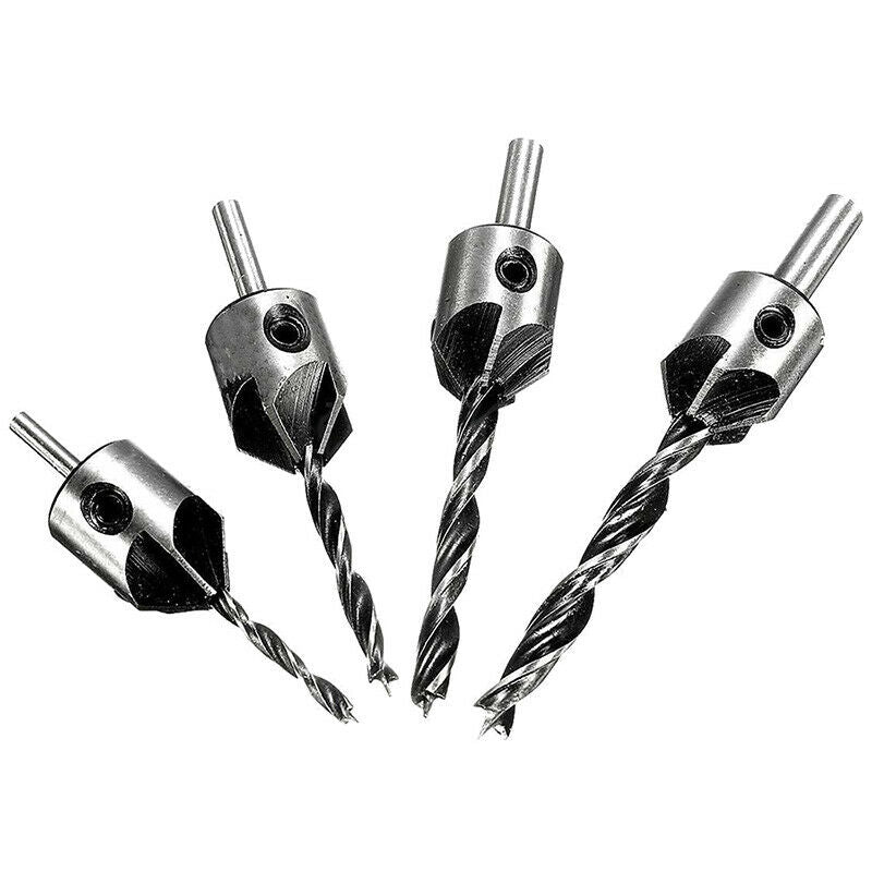 4 pcs HSS countersink wood drill steel Countersink drill Set 5 flute 3mm-6mm KY9