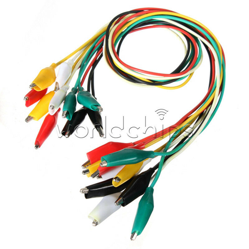 10PCS Crocodile Clips Cable Double-ended Alligator Jumper Test Leads Wire NEW