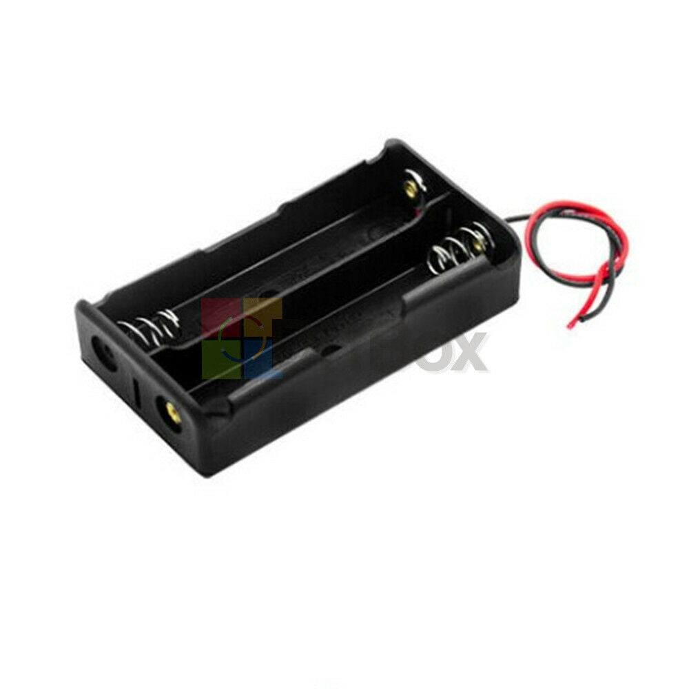2 x 2 Slot 18650 3.7V Battery storage Holder Case Box plastic With Wire Leads