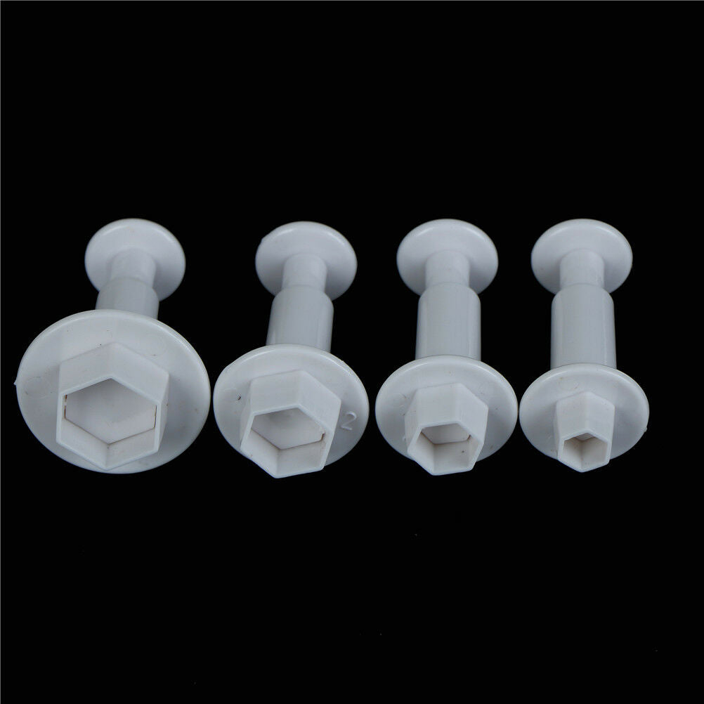 4pcs Hexagon Plastic Cookie Cutter Fondant Cutter Mold Cake Decorating To.l8