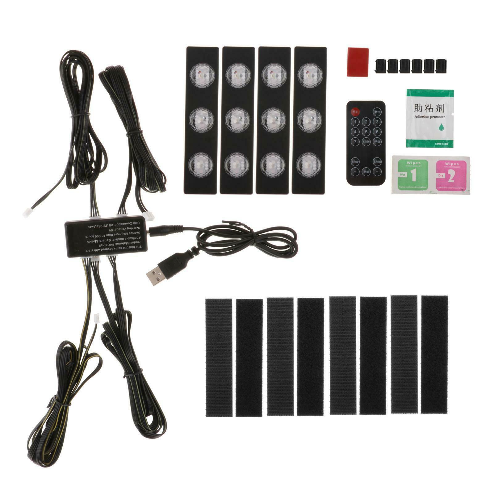 Vehicle Car Interior Atmosphere Light LED USB Remote Ambient Lamp Dash RGB