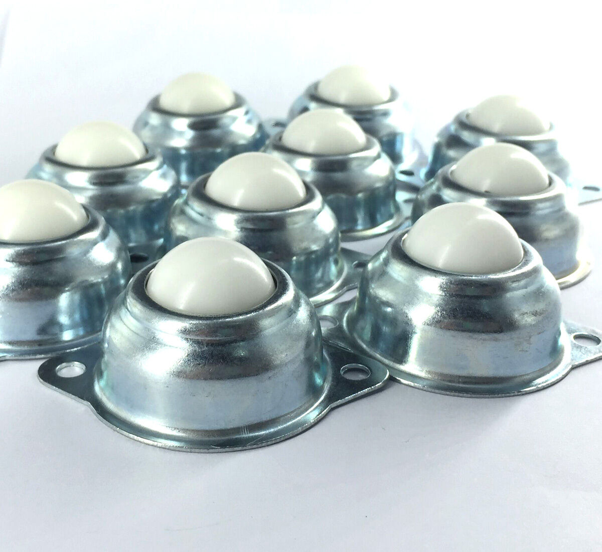 10pcs Dia 1'' Nylon Ball Metal Transfer Bearing Unit Conveyor Roller  [M1]