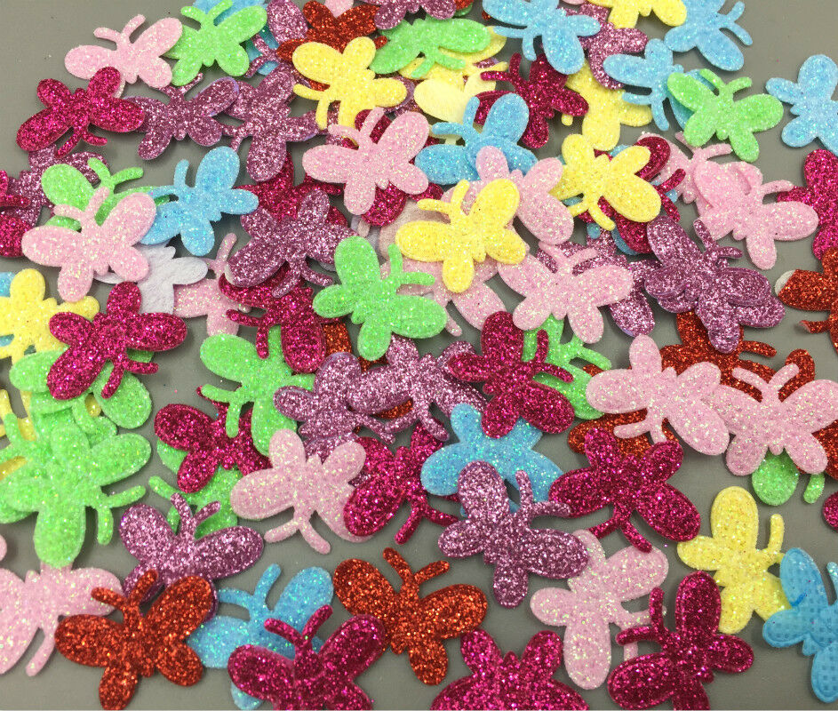200X Sequins small butterfly Felt Appliques Mixed Colors Cardmaking Crafts 24mm