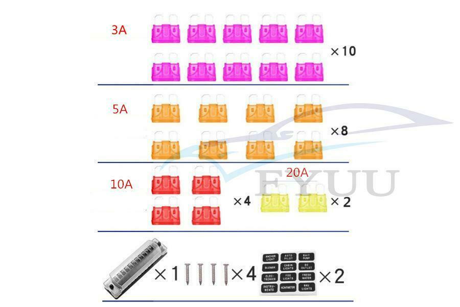 12Way DC12V-32V Circuit Blade Block Holder w/ Screw Nut Terminal Fuse Box Holder