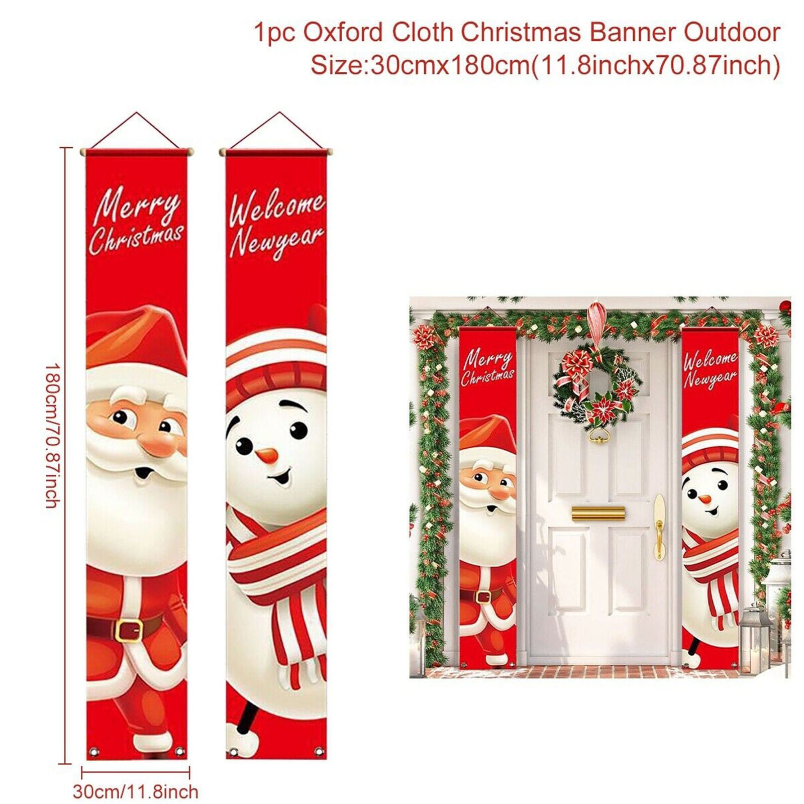 Merry Christmas Snowman Flag Wall Hanging Santa Claus Banner Xmas Party Decor