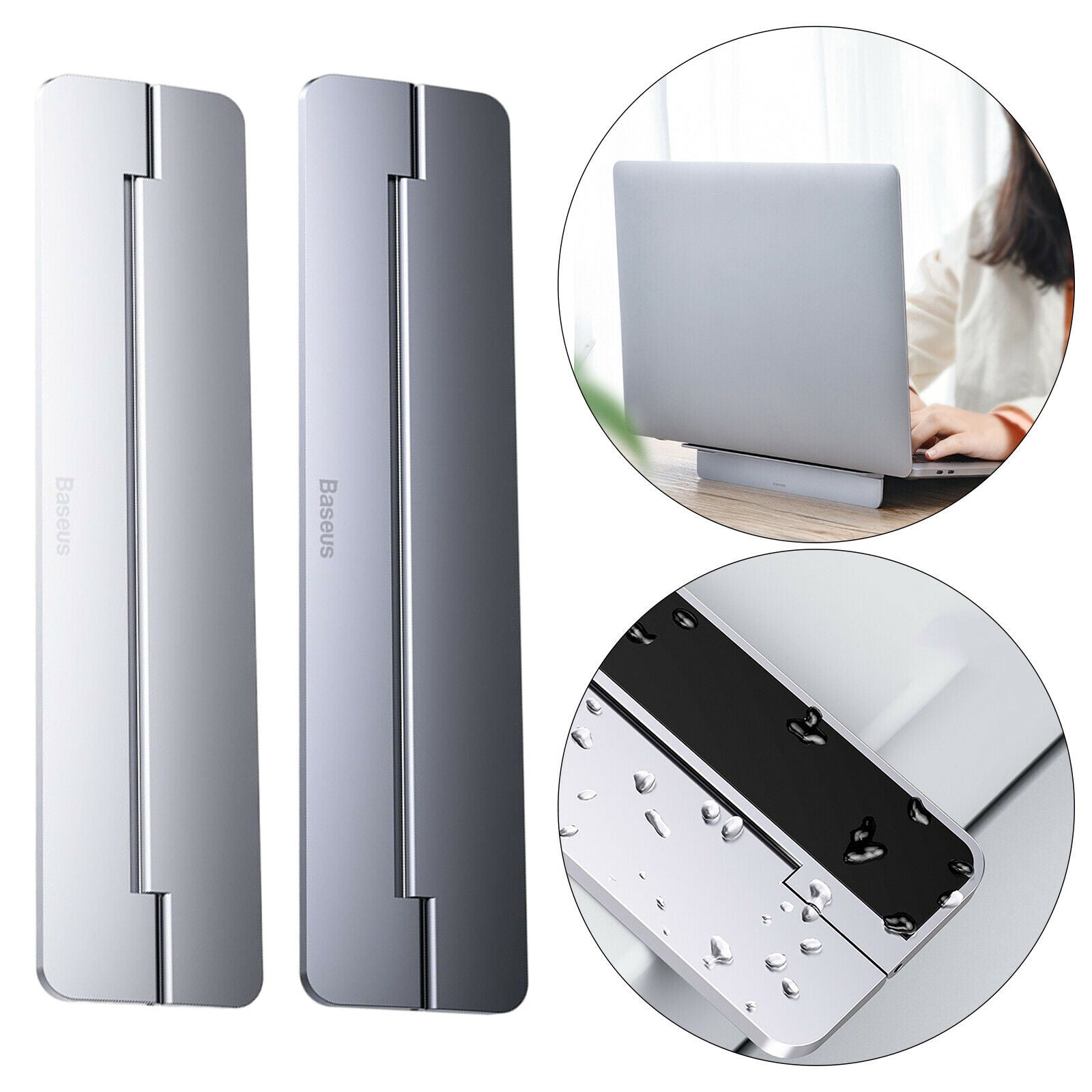 2Pcs Metal Foldable Laptop Stand Riser Notebook Bracket Base for Macbook
