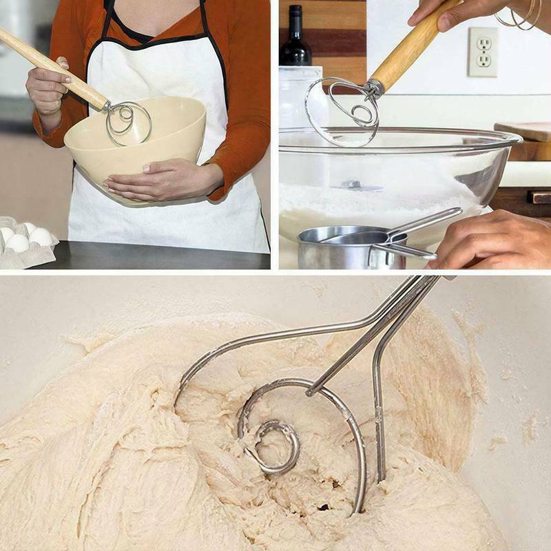 13" Stainless Steel The Danish Dough Whisk Dutch Whisk Hand Mixer Kitchen Kit