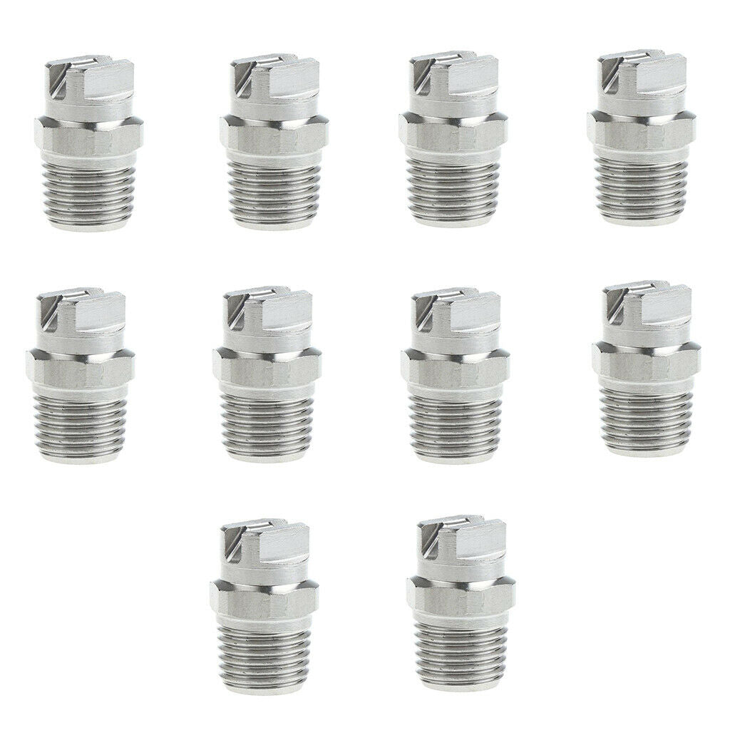 10 Pcs 1/4 inch Male High Pressure Washer Sprayer Spray Nozzle Tips Stainless