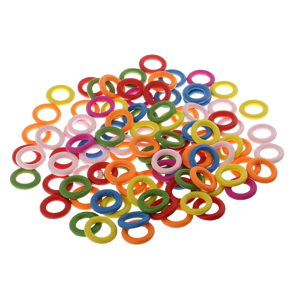 100Pieces Assorted Circle Wood Loop Rings Embellishments for DIY
