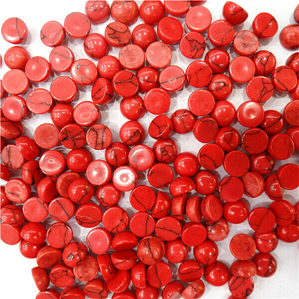 100Pcs 6mm Wholesale Red Turquoise Round Cab Cabochon DIY Accessories HH7100