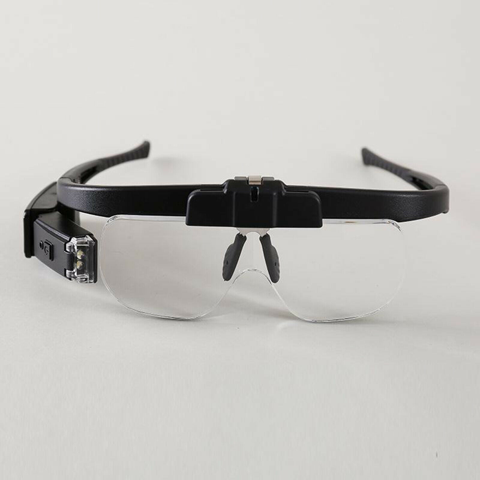 Portable Headband Magnifier w/ LED Light Headset Magnifying Glasses Visor