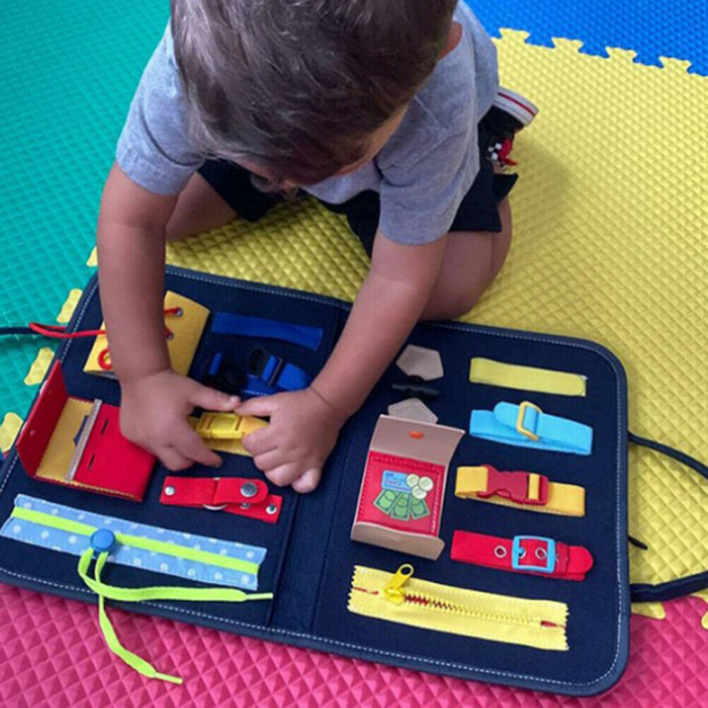 Baby Kids Basic Skills Activity Board Educational Toys Learn To Dress Busy Board