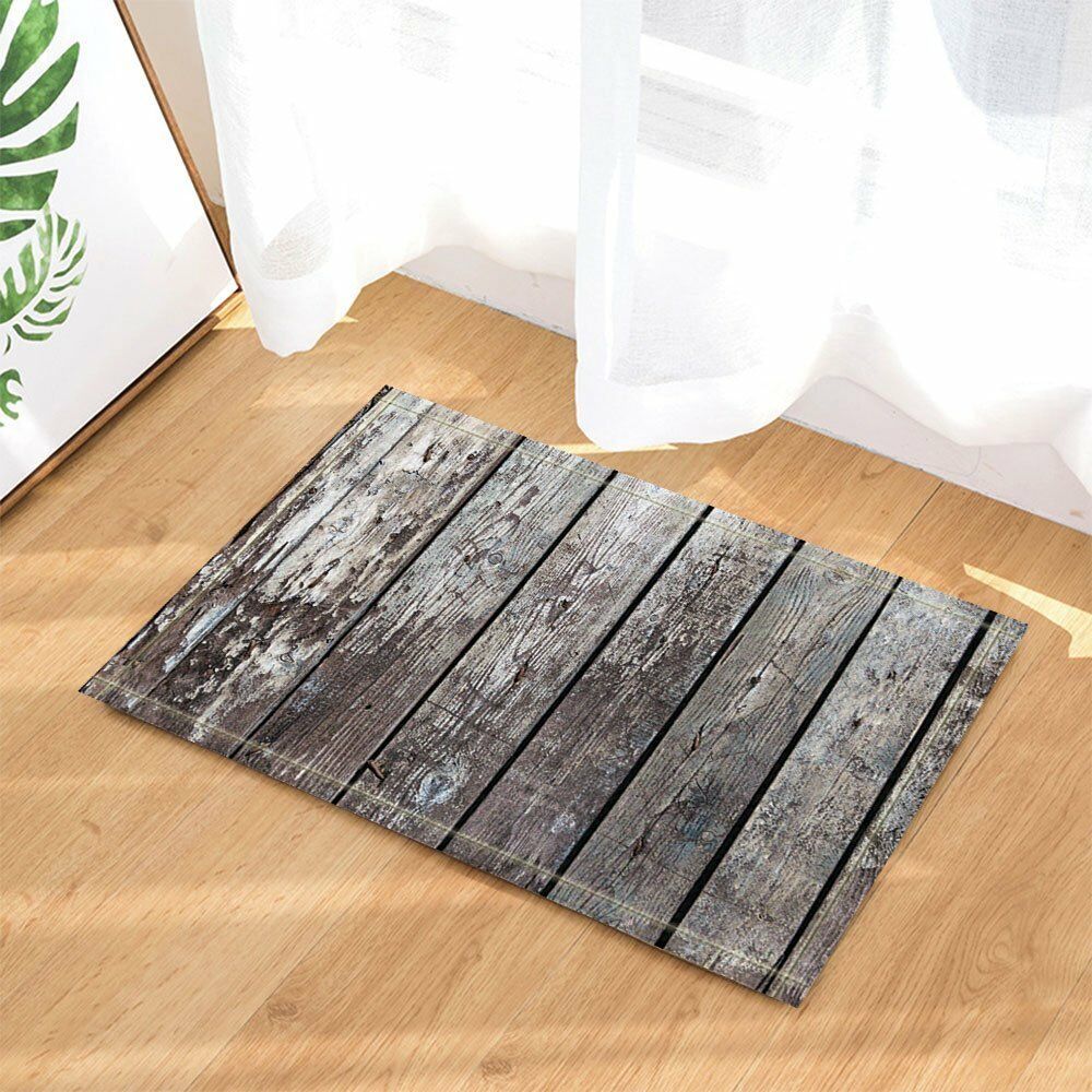 Rustic Wood Hardwood Floor Rug Carpet Mat Bathroom Home Non-slip Pad 40x60cm