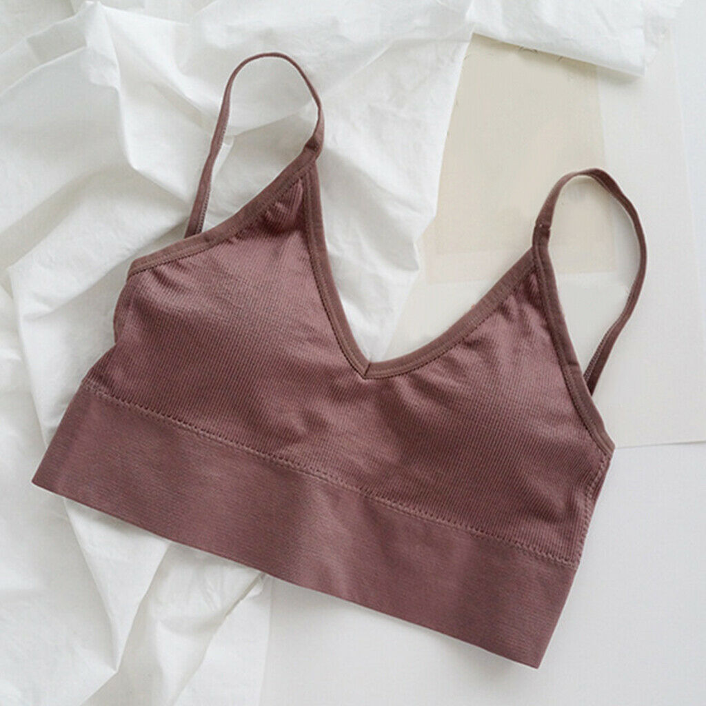 2 Pack Womens Padded Bralette Spaghetti Straps Seamless Comfort Bra Bustier