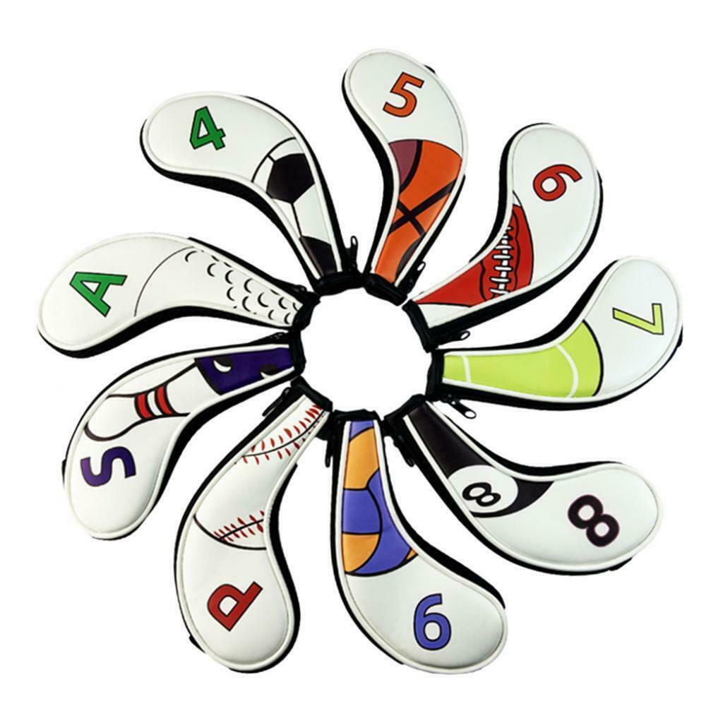 9pcs Waterproof Golf Club Covers Premium Headcover Golfing Iron Covers