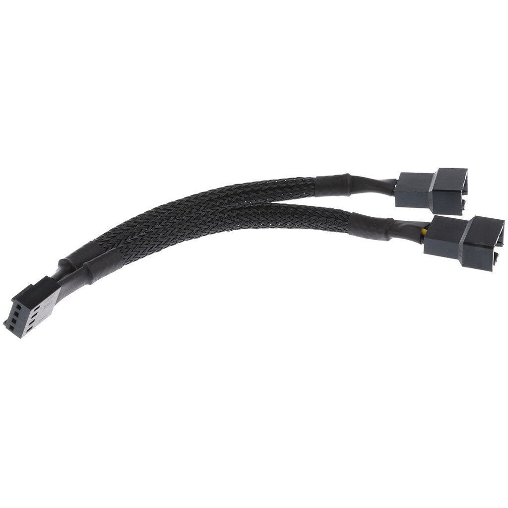 2 x 4 pin Fan 15cm Y Splitter Power Cable Black Sleeved for Computer PC Fan